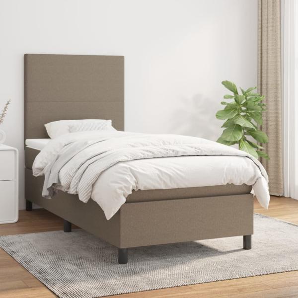 vidaXL Boxspringbett mit Matratze Taupe 80x200 cm Stoff 3141573