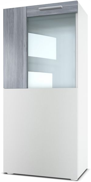 Vladon Stand-/Hänge Vitrine Movie, Weiß matt/Avola-Anthrazit - Moderne Glasvitrine - (BxHxT): 51 x 110 x 31 cm