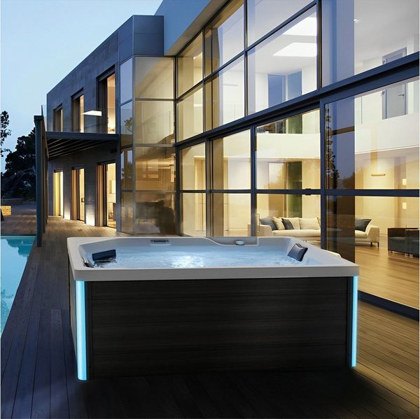 TroniTechnik Whirlpool Outdoor Spa GALERA weiß 190x130, Sanitäracryl, Aufstellbecken, mit integrierter Heizung, Massage, LED