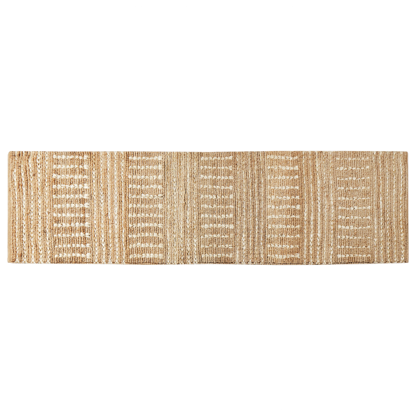 Teppich Jute beige 80 x 300 cm Streifenmuster Kurzflor KAMBERLI