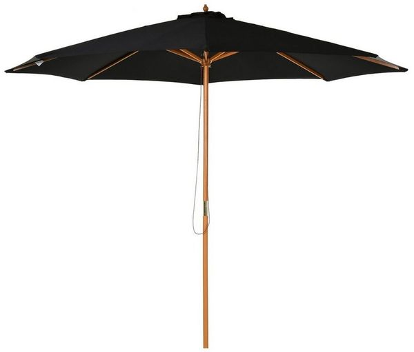 Outsunny Sonnenschirm Balkonschirm, Bambus, Schwarz, LxB: 300x300 cm, Gartenschirm, Holzschirm, ohne Schirmständer, langlebiges Material