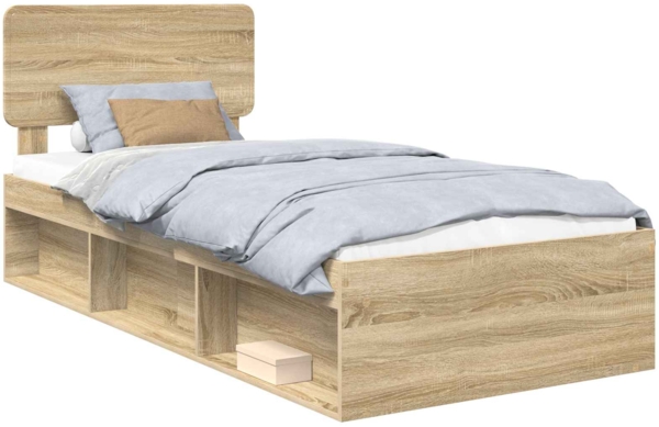 vidaXL Bettrahmen mit Kopfteil Sonoma 90 x 190 cm Massives Kiefernholz 3412134