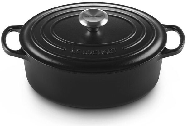 Le Creuset Bräter 'Signature' , Gusseisen , Oval, für alle Herdarten und Induktion geeignet, Schwarz, 35,0 cm