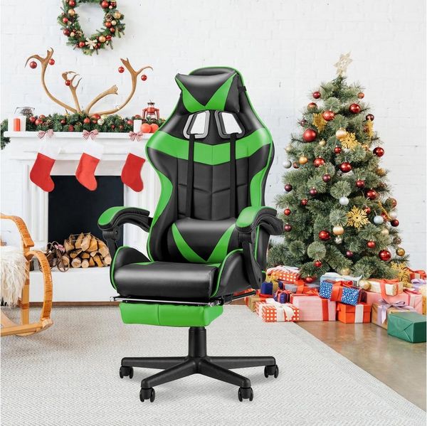 Ferghana Gaming-Stuhl Gaming Sessel mit Fußstütze,Kopfstütze,MassageLendenkissen (Packung), Ergonomisch Gaming Stuhl für Gamer YouTube Livestreaming Xbox