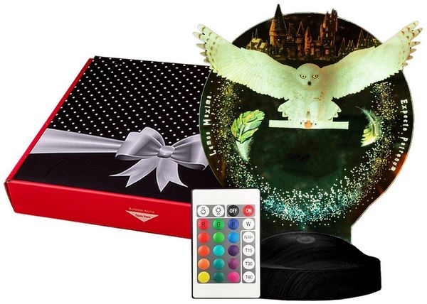 Geschenkelampe LED Nachttischlampe Hogwarts Hedwig Harry Potter Eule mit 3D Vision Nachtlicht, Leuchte 7 Farben fest integriert, Geburtstagsgeschenk für Freunde, Babys, Kinder, HP Fans, Mädchen, Junge