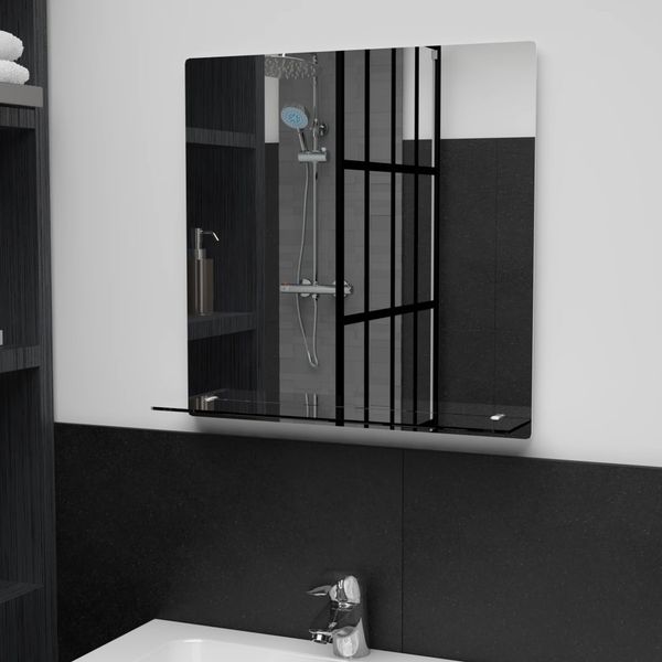 vidaXL Wandspiegel mit Regal 50×50 cm Hartglas 249437