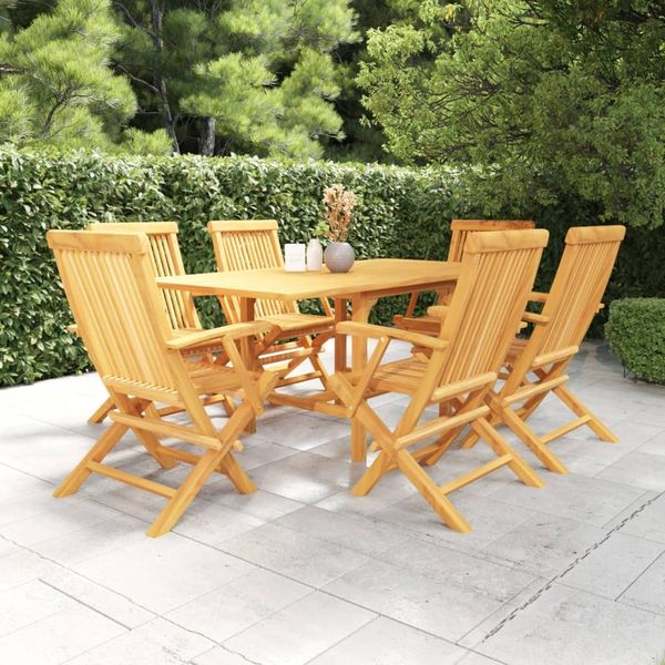 vidaXL 7-tlg. Garten-Essgruppe Massivholz Teak 3059596