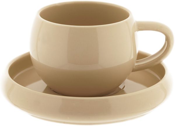 Lissa Bonna Biscuit Kaffeetassen mit Untertellern - 12-teiliges-Set in Beige, 215 ml