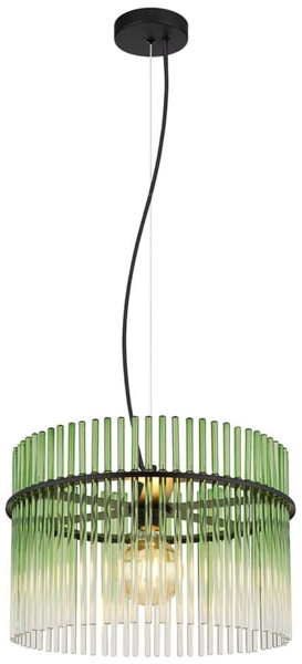 Pendelleuchte, Metall, Glas grün, klar, D 40 cm