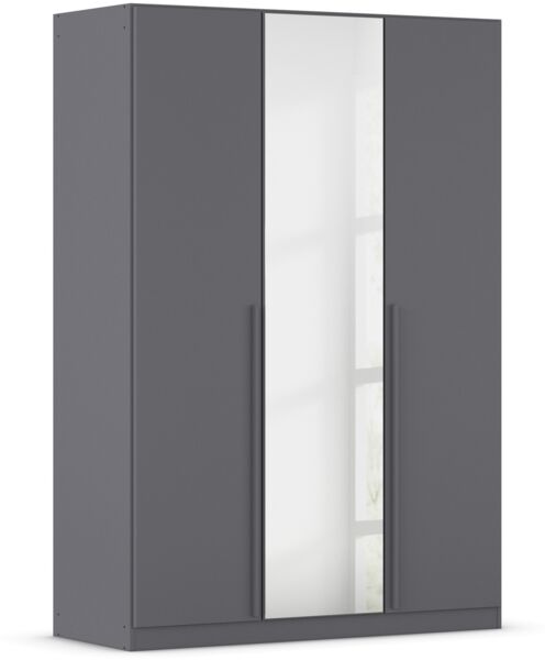 Drehtürenschrank >Alba< inkl. Schubladen, Spiegel / grau metallic - 136x197x54 (BxHxT)