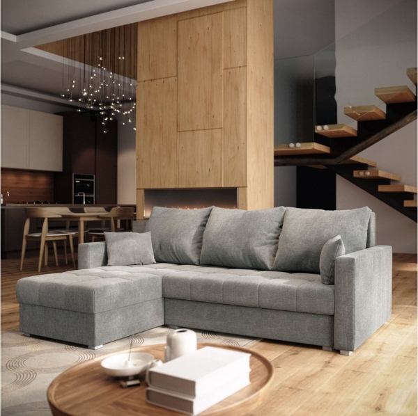 Masseno Ecksofa NIDA mit Schlaffunktion L-Form, Sofa mit Bettkasten