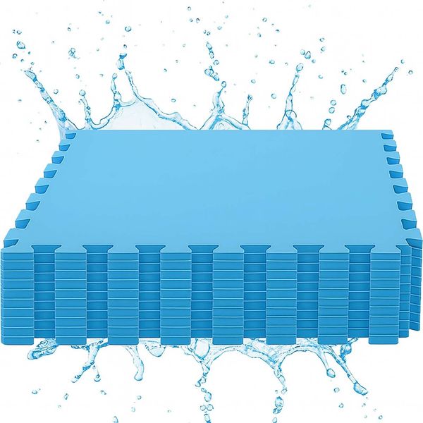 BURI SUMMER Poolmatte 9-72 Stück | 50x50 cm pro Matte | 4,50-18 m² Gesamtfläche | Blau | Rutschfeste Bodenfliesen für Pool, Whirlpool, Garten & Fitness | 4 mm dick | Erweiterbares Stecksystem