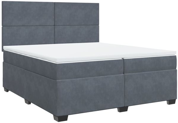 vidaXL Boxspringbett mit Matratze Dunkelgrau 200x200 cm Samt 3293297 Bild 3
