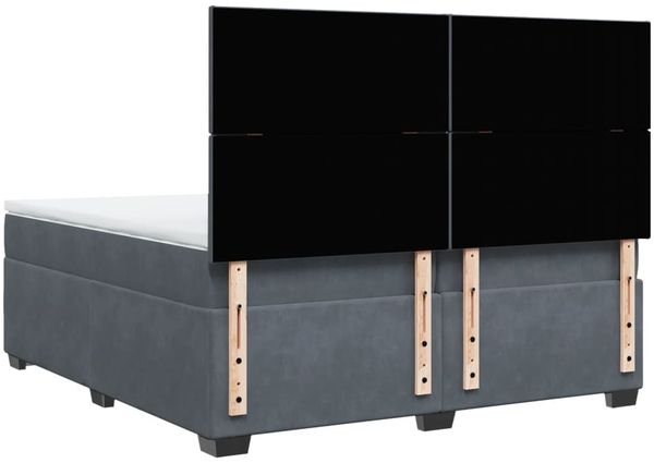 vidaXL Boxspringbett mit Matratze Dunkelgrau 200x200 cm Samt 3293297 Bild 12