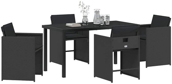 vidaXL Garten Essgruppe 5 pcs Schwarz Poly-Rattan 3380690 Bild 3