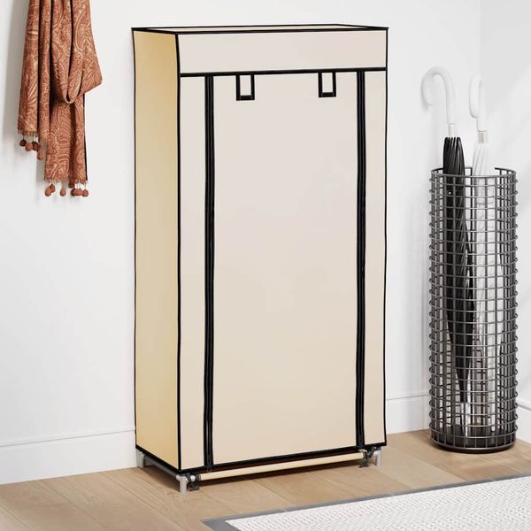 vidaXL Schuhschrank mit Abdeckung, Stoff Cremeweiß, 58 x 28 x 106 cm