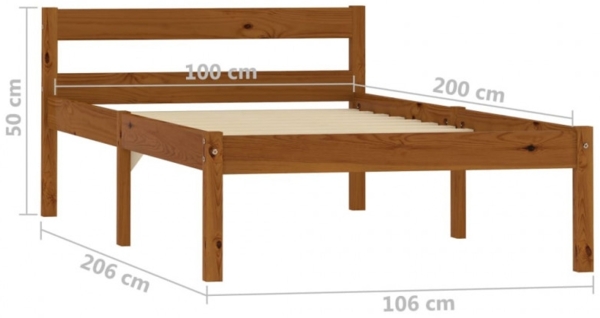vidaXL Bettgestell Honigbraun Massivholz Kiefer 100×200 cm [283209] Bild 15