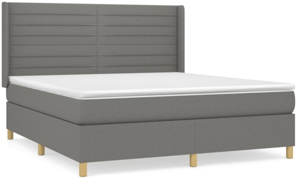vidaXL Boxspringbett mit Matratze Stoff Dunkelgrau 160x200 cm, Härtegrad: H2 [3132082]