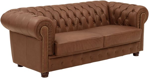 Sofa 3-Sitzer Kath Echtleder (Antikoptik) cognac