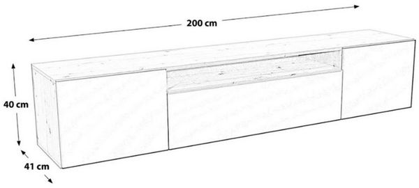 Beautysofa TV-Schrank Moderner Hängeschrank mit gefräster NEO-Front (B:200/H:40/T:41cm)