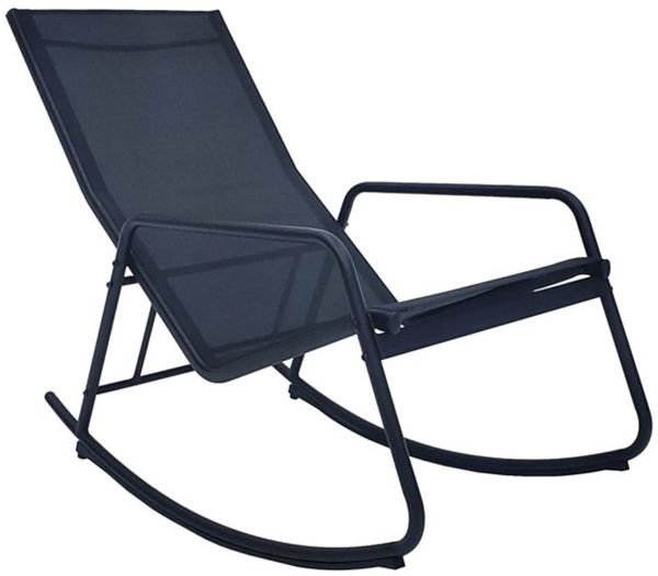 Relax Schaukelstuhl Garten Terrasse Balkon Sessel Outdoor Stuhl schwarz aus Metall