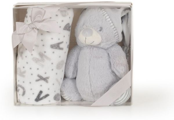 Cangaroo Babydecke 90 x 75 cm mit Plüschtier kuschelige Babydecke Krabbeldecke grau Bild 2