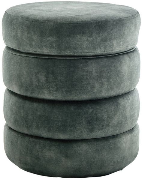 riess-ambiente Polsterhocker VOGUE 40cm grün - Samt, mit Stauraum, gepolstert, rund, retro (Einzelartikel, 1 St), Eleganter Sitzhocker - ideal f. Ankleide, Flur, Wohnzimmer & Garderobe