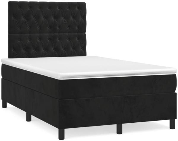 vidaXL Boxspringbett mit Matratze & LED Schwarz 120x190 cm Samt 3270331