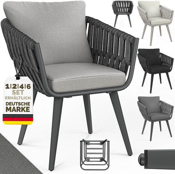 tillvex® Gartenstuhl 2er Set Wetterfest mit Armlehne | Outdoor Stühle bis 160kg belastbar | Gartenstühle UV-beständig | Terrassenstuhl Sessel Gartenmöbel Terrasse Balkon Garten
