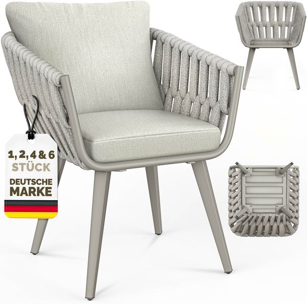 tillvex® Gartenstuhl 2er Set Wetterfest mit Armlehne | Outdoor Stühle bis 160kg belastbar | Gartenstühle UV-beständig | Terrassenstuhl Sessel Gartenmöbel Terrasse Balkon Garten