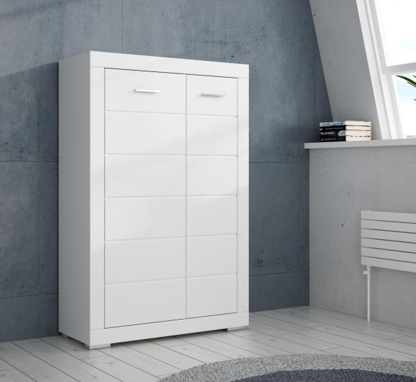 Highboard SNOW Schrank mit 2 Türen, 8 Fächer