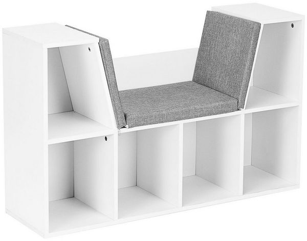 COSTWAY Bücherregal Aufbewahrungsregal, mit Kissen, 6 Fächer, 103 x 30 x 63 cm