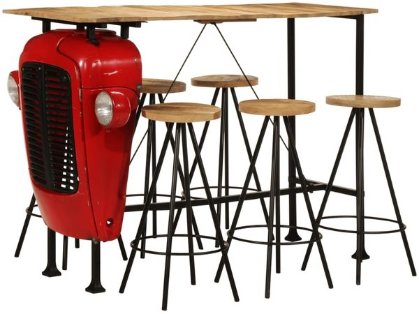 vidaXL 7-tlg. Bar-Set Massivholz Mango 4009370