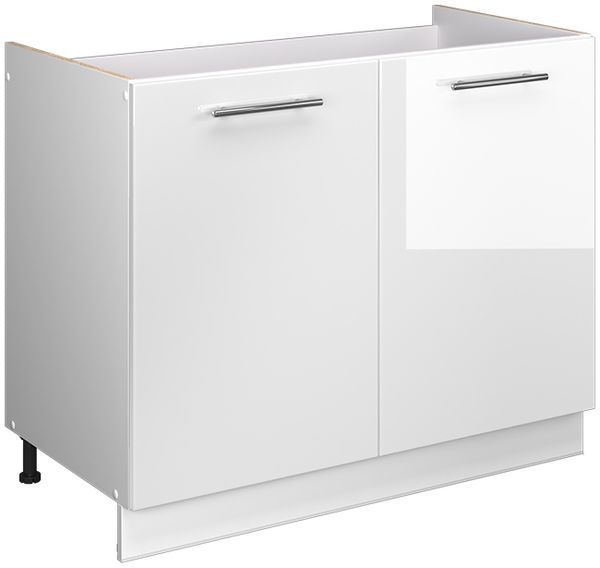 Spülenunterschrank Fame-Line Weiß Hochglanz/Weiß 100 cm ohne Arbeitsplatte Vicco