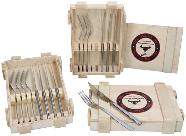 Justinus Besteck-Set Justinus 24tlg BBQ Steakbesteck-Set für 12 Personen Messer Gabel, Edelstahl
