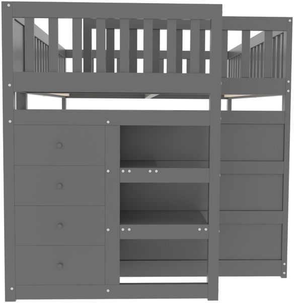 Merax Etagenbett Kinderbett Hochbett 140x200cm mit oberem Lattenrost und 4 Schubladen, Grau Bild 6