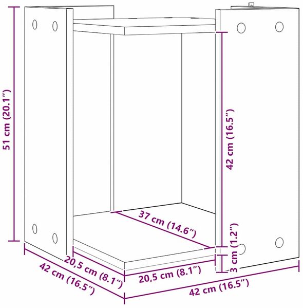 vidaXL Katzenstreu Box Umzäunung Schwarz Eichen-Optik 42 x 42 x 51 cm 886271 Bild 10