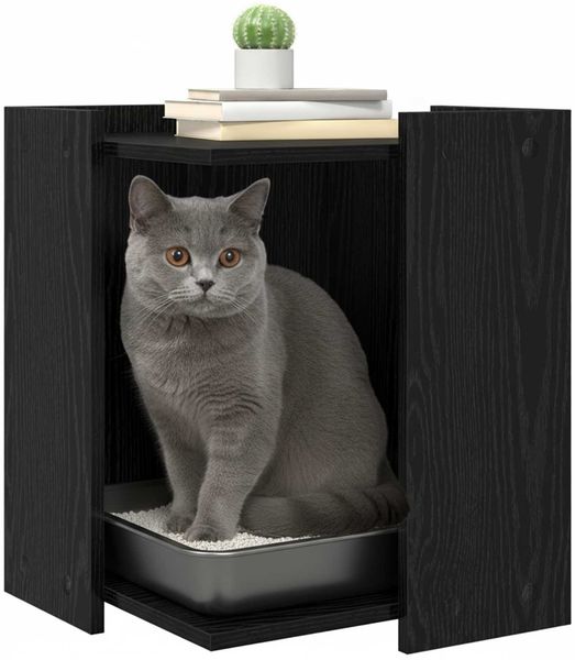 vidaXL Katzenstreu Box Umzäunung Schwarz Eichen-Optik 42 x 42 x 51 cm 886271 Bild 3