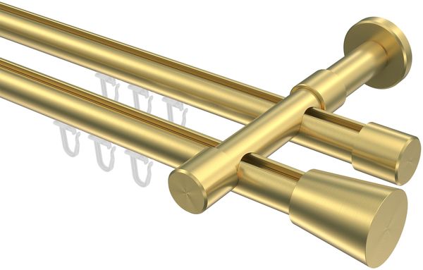 Innenlauf-Gardinenstangen-Set Prestige Sitra 100 cm, 2-läufig, 20 mm Ø Messing-Optik
