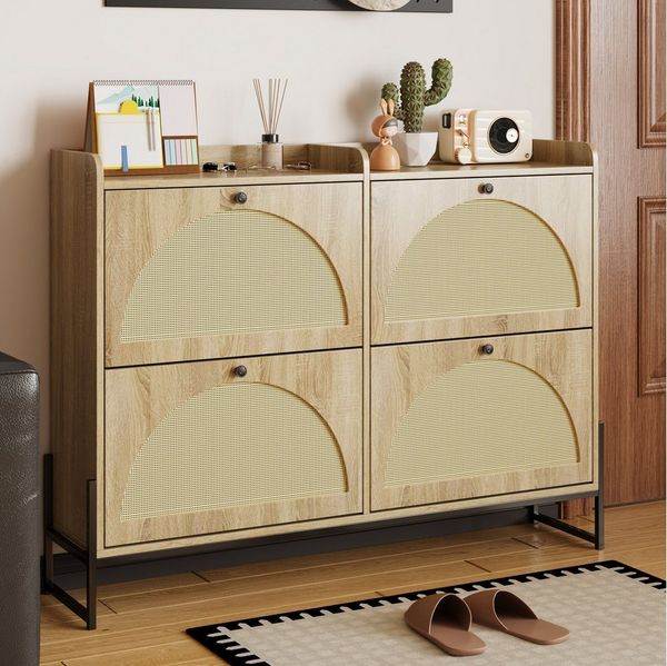 OKWISH Schuhschrank einstellbarer Schuhregal, schmaler (Schuhkipper, 1-St, 118 x 25 x 91.5cm) mit 4 Klappen