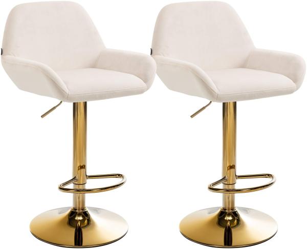 2er Set Barhocker Braga Gold Samt creme