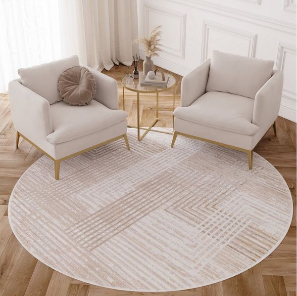 Tapiso Designteppich CRYSTAL, rund, Höhe: 8 mm, Kurzflor Schimmereffekt, pflegeleicht, allergikergeeignet
