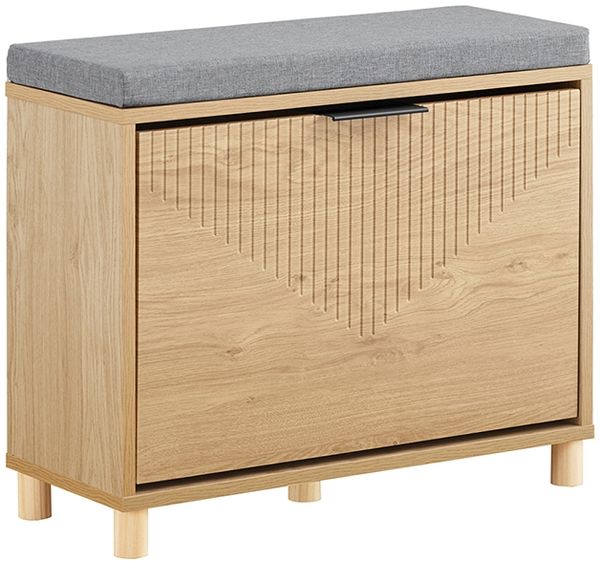 SoBuy FSR199-N Schuhbank, Spanplatte, Melamin, Helle Eiche, 60 x 50 x 24 cm