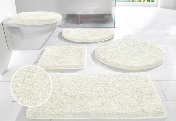 OTTO home Badematte Sanremo, Badvorleger, Badezimmer Teppich, sehr weich, Höhe 30 mm, rutschhemmend beschichtet, schnell trocknend, fußbodenheizungsgeeignet, Polyester, rund, Badteppich, unifarben, rechteckig, rund & als 3-tlg. Set erhältlich