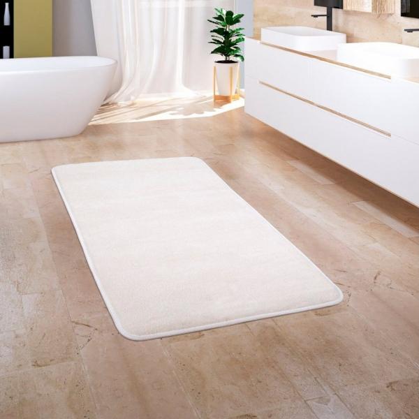 Paco Home Badematte Corby 255, Höhe 13 mm, rutschhemmend beschichtet, fußbodenheizungsgeeignet, Polyester, rechteckig, Badteppich, Uni Farben, Memory-Foam Effekt