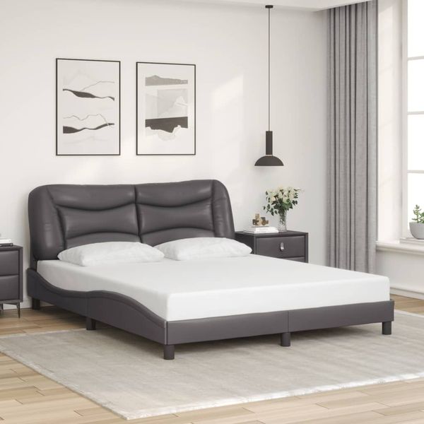 vidaXL Bettgestell ohne Matratze "Hvar" Grau 160x200 cm Kunstleder 3208012