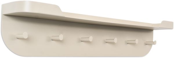 Garderobenleiste >Jil 1< 6 Haken, 1 Ablage, cremeweiß, Metall - 70x15x12cm (BxHxT)
