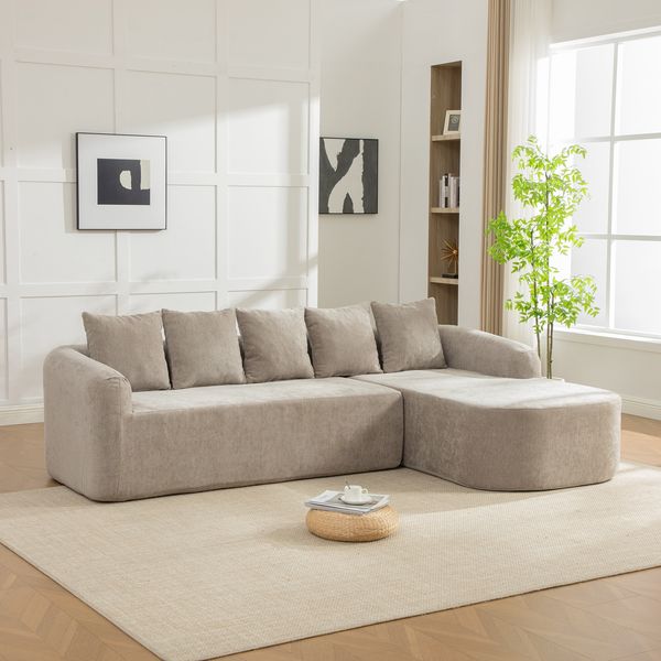 YakoHome Modulsofa Grau 270.00*172.00*80.50 – Vollgepolsterte Sitzflächen, sofort einsatzbereit, kuschelige Ruhezone mit Kissen, schnell zurückfedernde Polsterung