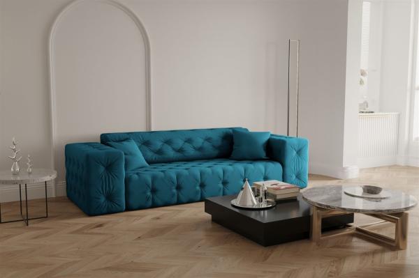 Sofa Designersofa CHANTAL 3-Sitzer in Stoff Opera Velvet Ozeanblau