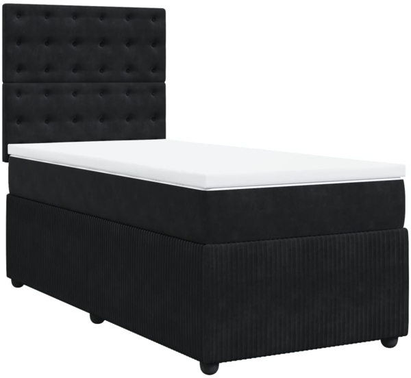 vidaXL Boxspringbett mit Matratze Schwarz 90x200 cm Samt 3292252